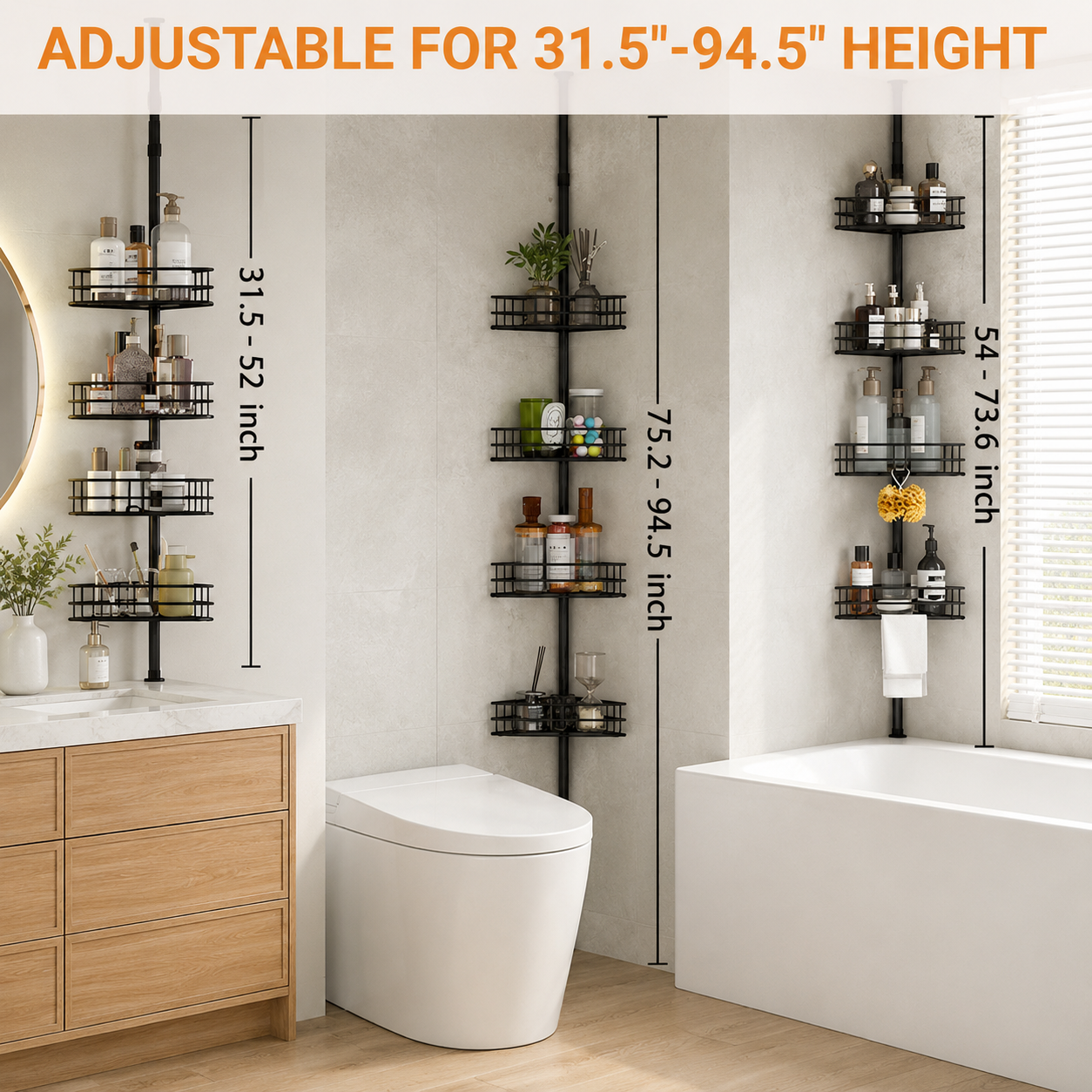 4-Tier Tension Pole Shower Caddy