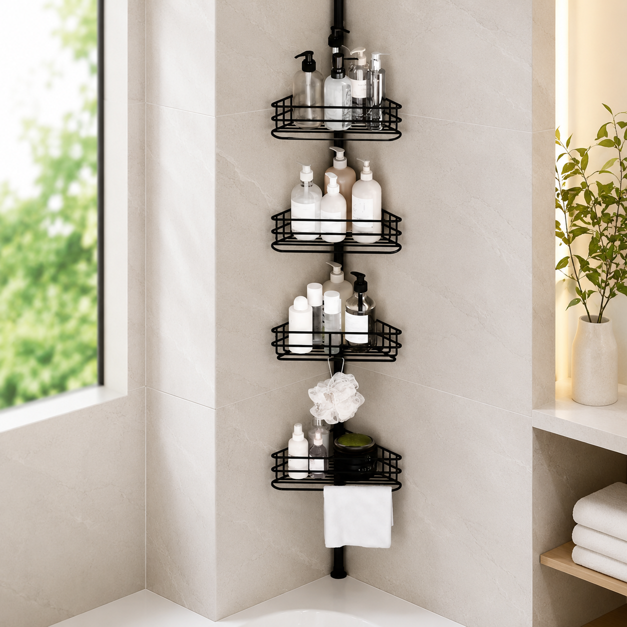 4-Tier Tension Pole Shower Caddy